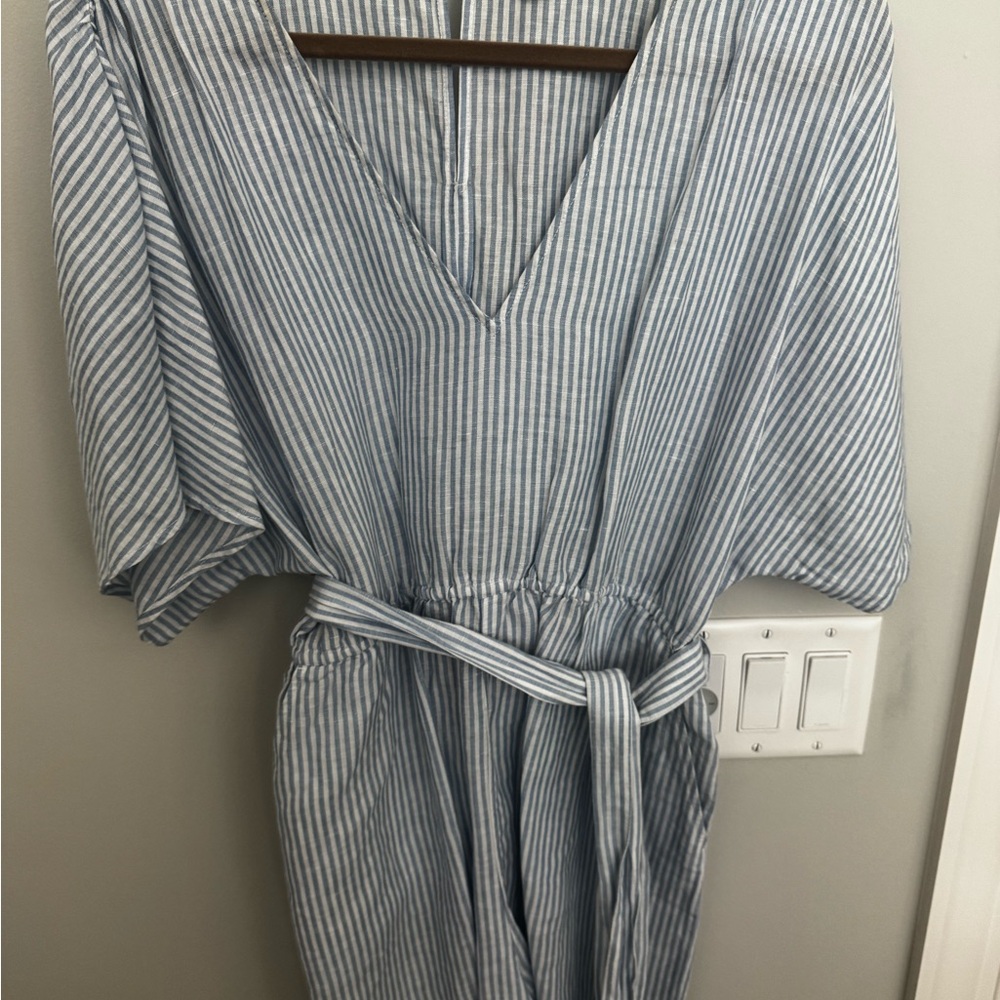 J. Crew Striped Blue and White Romper
